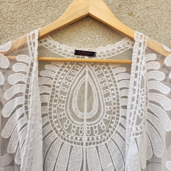 AVIDLOVE Women's Cardigan Medium Lace Embroidered Asian Inspired Fairycore - Picture 2 of 11